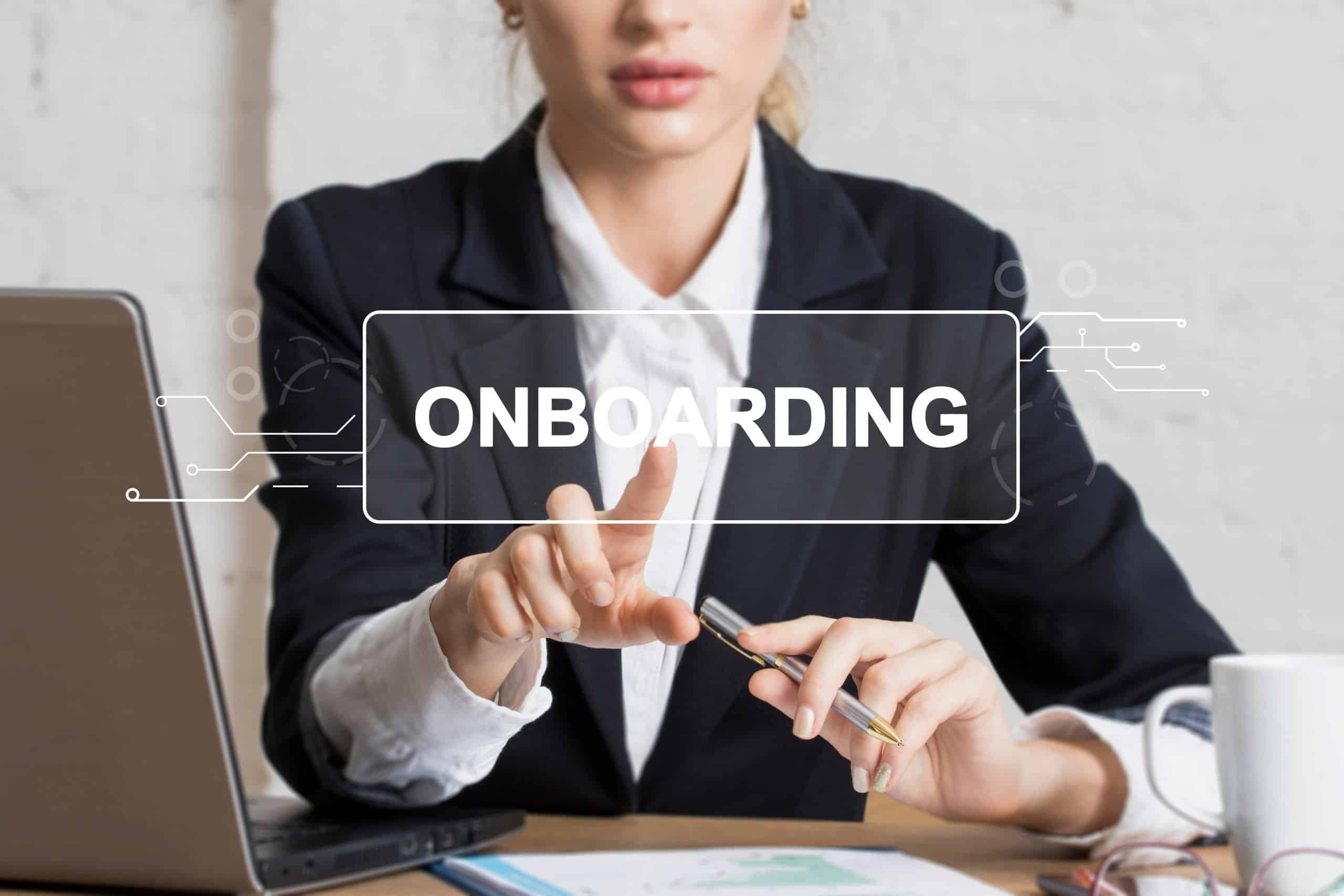 Woman clicking text Onboarding