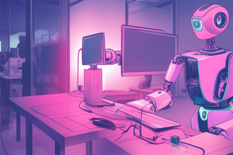 A robot working in an office