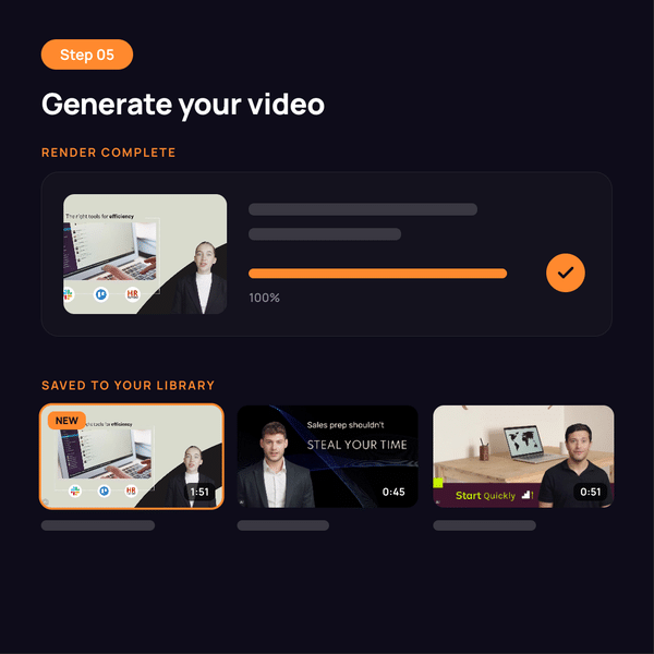A finished AI video in the D-ID Studio video library after rendering